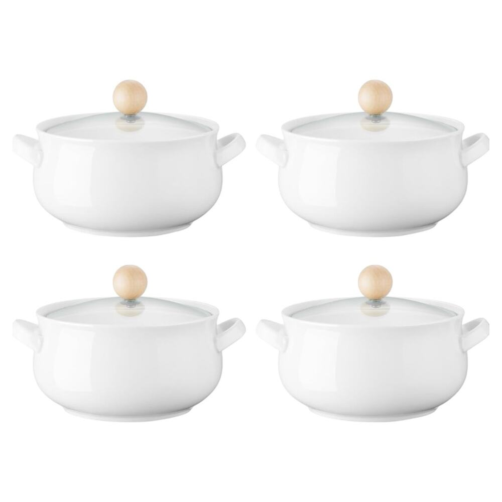 ALELION Small French Onion Soup Bowls, 16 OZ Crocks with Lids